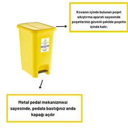 Slim Pedallı Çöp Kovası Sarı (30 Litre) - 2